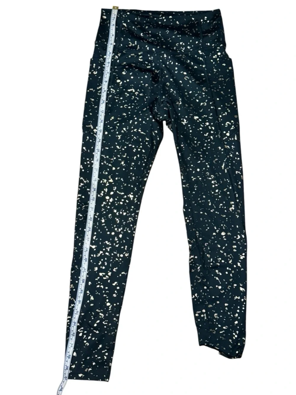 Tek Gear Leggings Size M Dark Green w/ Gold Splatter - Picture 5 of 6